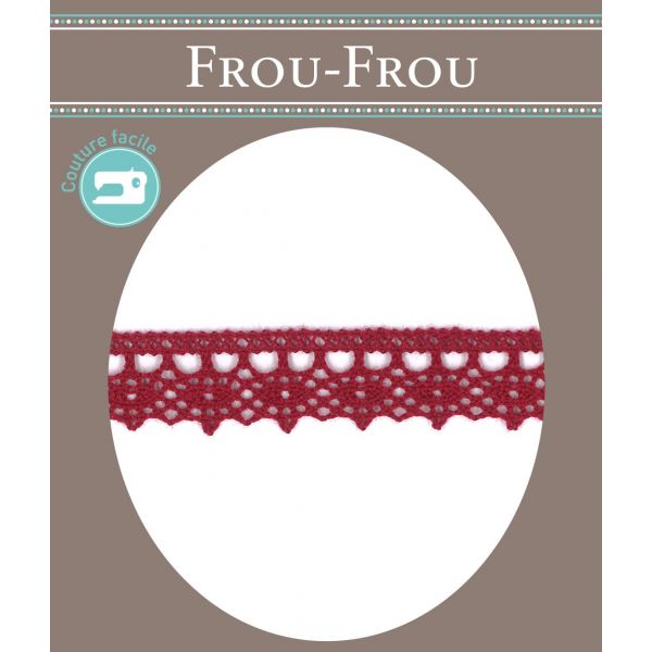 Dentelle Galon Fantaisie Coton Frou-Frou 12mm Bordeaux glamour 1785-0-52 image