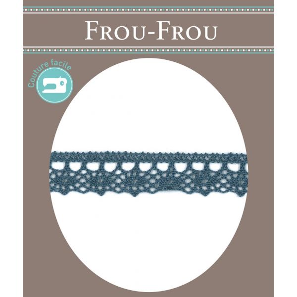 Dentelle Galon Fantaisie Coton Frou-Frou 12mm Bleu Gris 1785-0-7 image