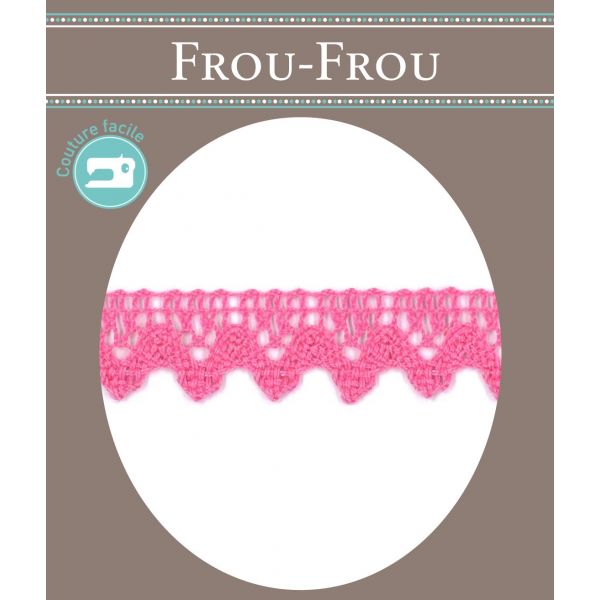 Dentelle Galon Coton Frou-Frou 12mm Rose 1786-0-46 image
