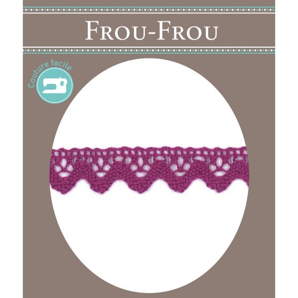 Dentelle Galon Coton Frou-Frou 12mm Rose prune 1786-0-47 image