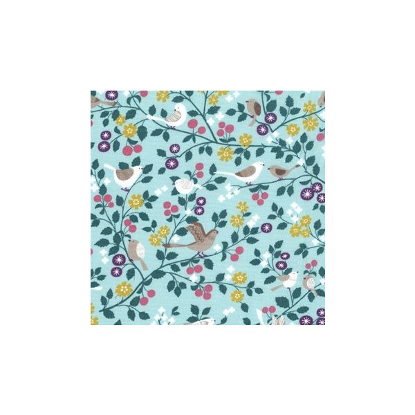 TISSU COUPON FROU-FROU LES OISEAUX Vert menthe 4642-0-121 image