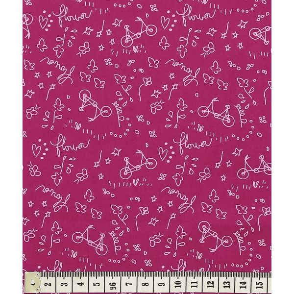 TISSU FROU-FROU A BICYCLETTE CAMELIA Motif A bicyclette 2903-0-107 image