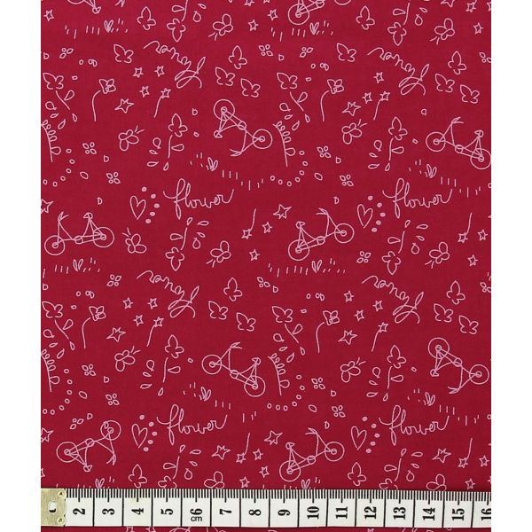 TISSU FROU-FROU A BICYCLETTE BORDEAUX GLAMOUR Motif A bicyclette 2903-0-114 image