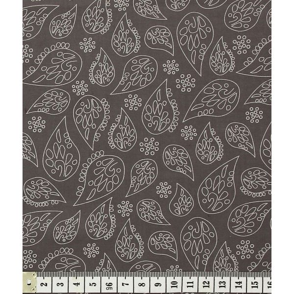 TISSU FROU-FROU A BICYCLETTE TAUPE Motif Feuille 2903-0-301 image