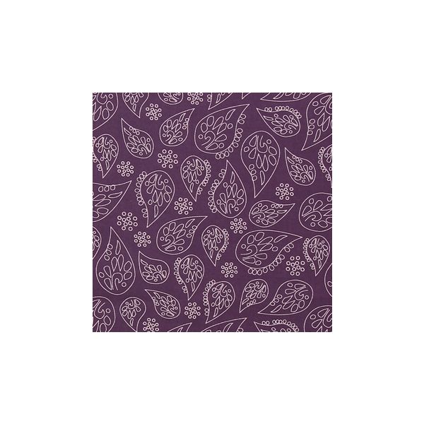 TISSU FROU-FROU A BICYCLETTE Violet foncé Motif Feuille 2903-0-306 petite image