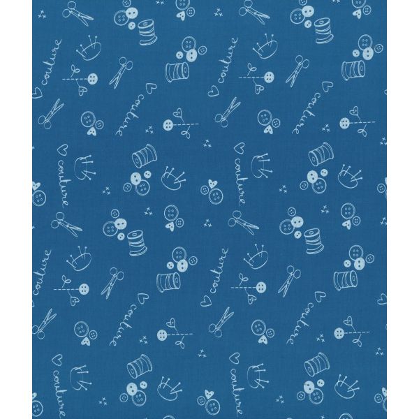 TISSU FROU-FROU I Love Couture Ciseaux Bleu roi 2905-0-127 image