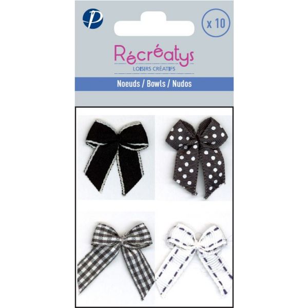 SACHET DE 10 NOEUDS ASSORTIS RECREATYS 3x3cm Noir 4021-0-11 image