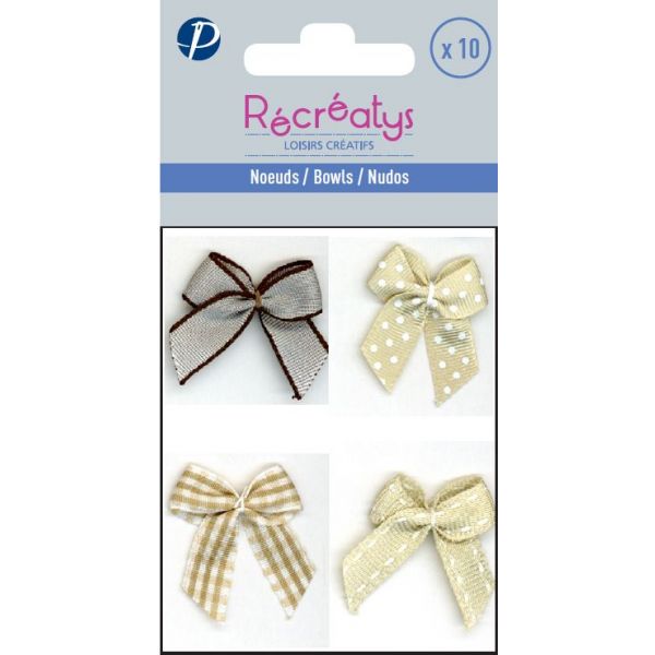 SACHET DE 10 NOEUDS ASSORTIS RECREATYS 3x3cm Beige 4021-0-12 image
