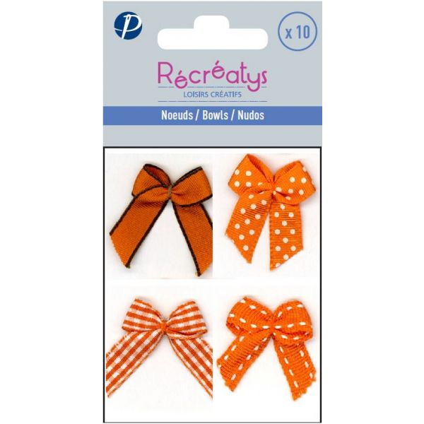 SACHET DE 10 NOEUDS ASSORTIS RECREATYS 3x3cm Orange 4021-0-2 image