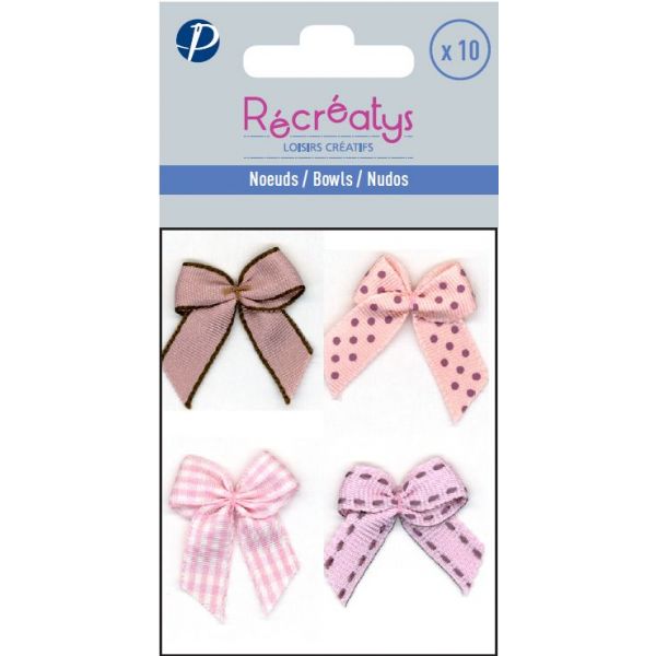 SACHET DE 10 NOEUDS ASSORTIS RECREATYS 3x3cm Rose 4021-0-3 image