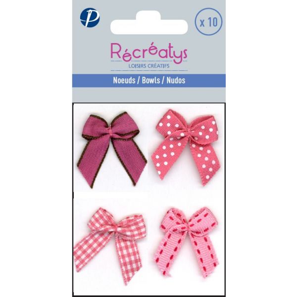 SACHET DE 10 NOEUDS ASSORTIS RECREATYS 3x3cm Fushia 4021-0-5 image