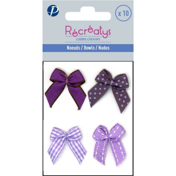 SACHET DE 10 NOEUDS ASSORTIS RECREATYS 3x3cm Violet 4021-0-6 image