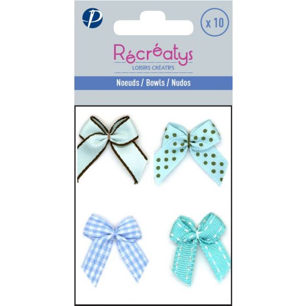 SACHET DE 10 NOEUDS ASSORTIS RECREATYS 3x3cm Vert d'eau 4021-0-7 image