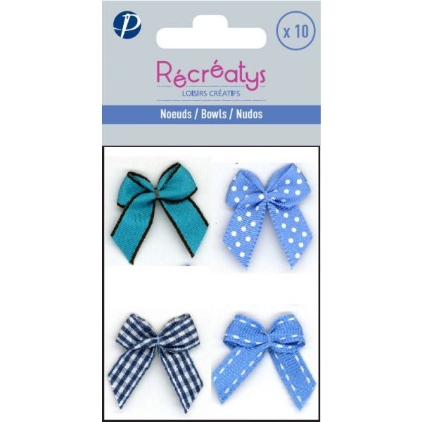 SACHET DE 10 NOEUDS ASSORTIS RECREATYS 3x3cm Bleu 4021-0-8 image