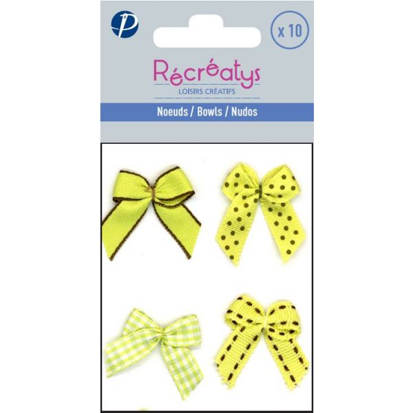 SACHET DE 10 NOEUDS ASSORTIS RECREATYS 3x3cm Jaune 4021-0-9 image