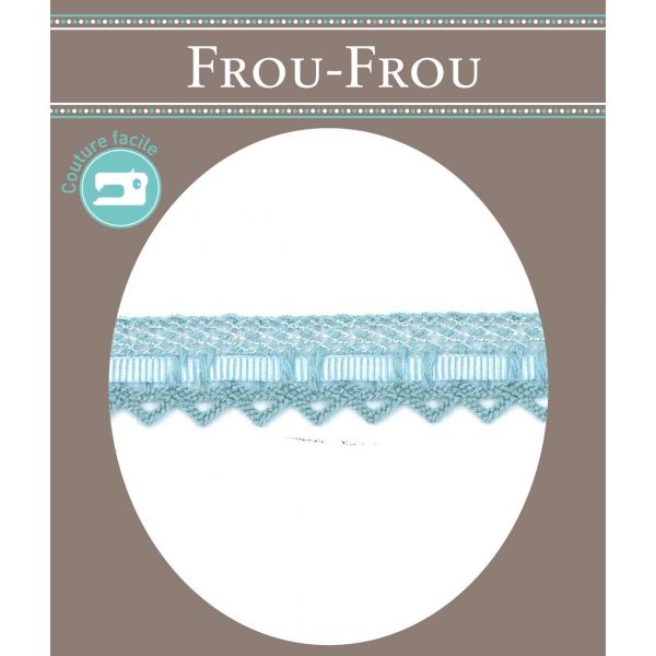 Dentelle entrelacée Gros Grain- Coton Frou-Frou 10mm Entrelacée Bleu lagon 4024-15-24 image
