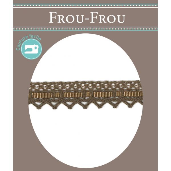 Dentelle entrelacée Gros Grain- Coton Frou-Frou 10mm Entrelacée Brun 4024-15-29 image