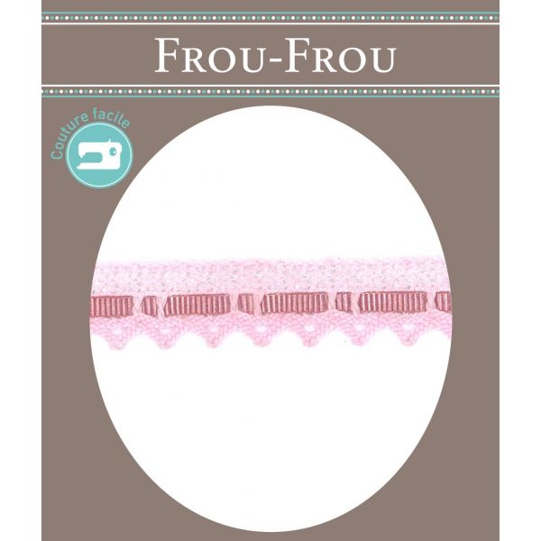 Dentelle entrelacée Gros Grain- Coton Frou-Frou 10mm Entrelacée Rose clair 4024-15-45 image