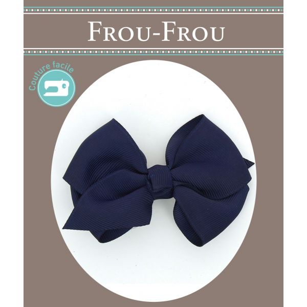 Noeud Barrette Frou-Frou Uni Bleu foncé 4026-0-8 image