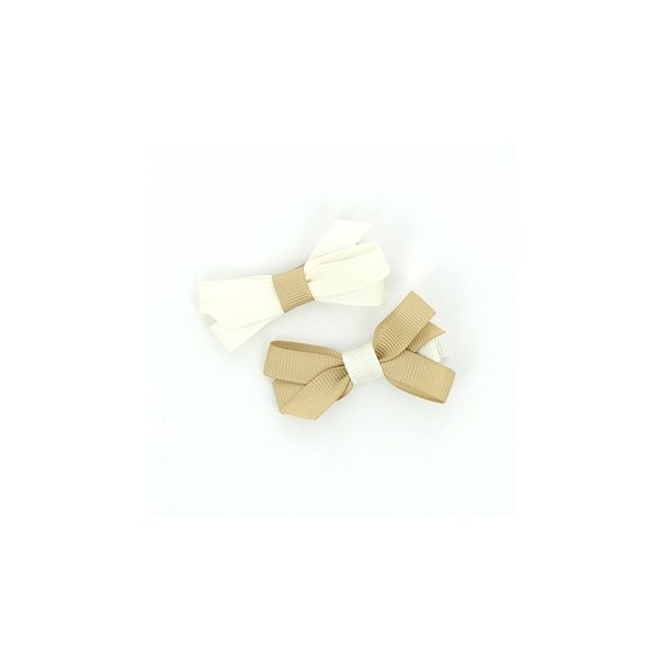 Nœuds 2 Barrettes Bicolore Assorties Frou-Frou Unis Blanc cassé 4027-0-1 petite image