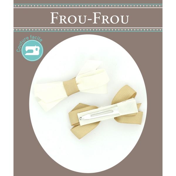 Nœuds 2 Barrettes Bicolore Assorties Frou-Frou Unis Blanc cassé 4027-0-1 image
