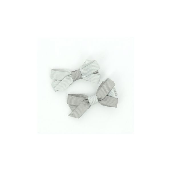 Nœuds 2 Barrettes Bicolore Assorties Frou-Frou Unis Gris perle 4027-0-2 petite image