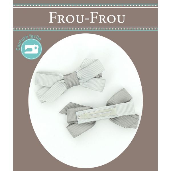 Nœuds 2 Barrettes Bicolore Assorties Frou-Frou Unis Gris perle 4027-0-2 image