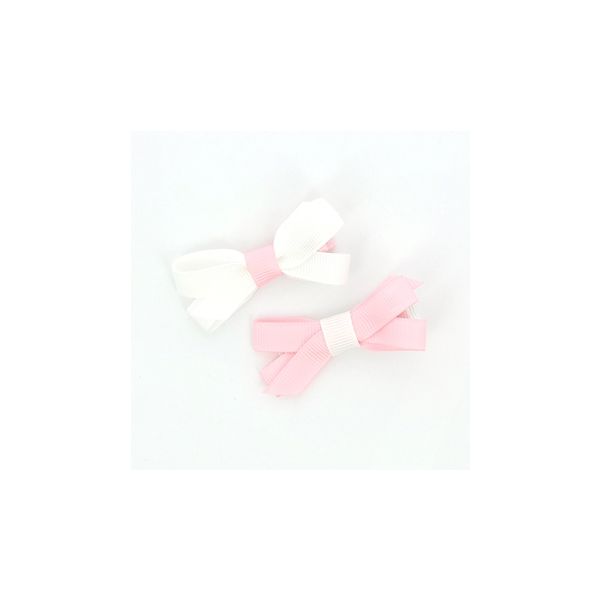 Nœuds 2 Barrettes Bicolore Assorties Frou-Frou Unis Rose 4027-0-3 petite image