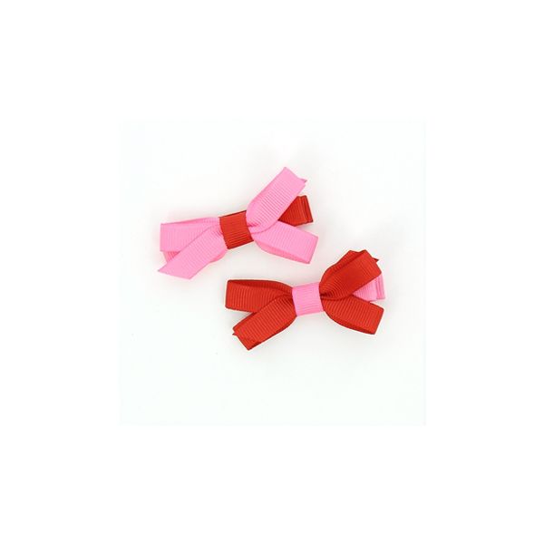 Nœuds 2 Barrettes Bicolore Assorties Frou-Frou Unis Rouge vif 4027-0-5 petite image