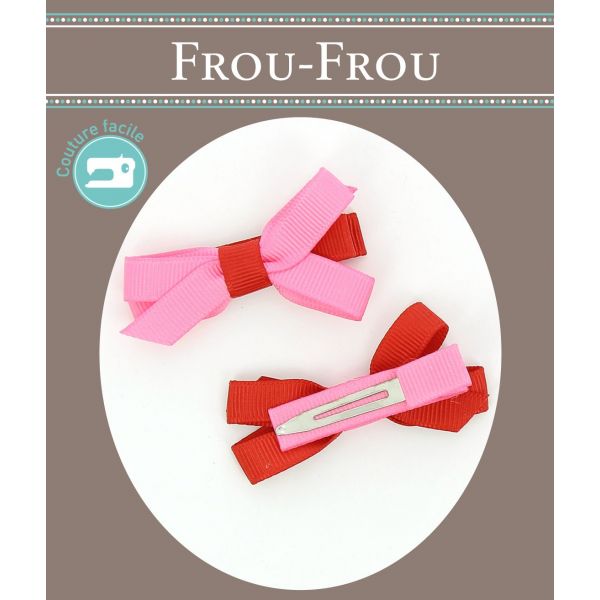 Nœuds 2 Barrettes Bicolore Assorties Frou-Frou Unis Rouge vif 4027-0-5 image
