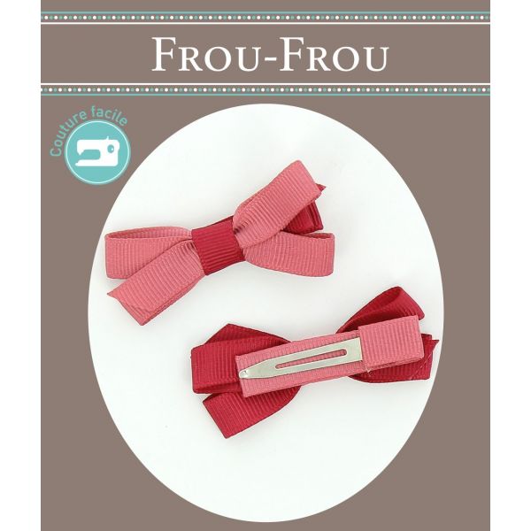 Nœuds 2 Barrettes Bicolore Assorties Frou-Frou Unis Bordeaux 4027-0-6 image