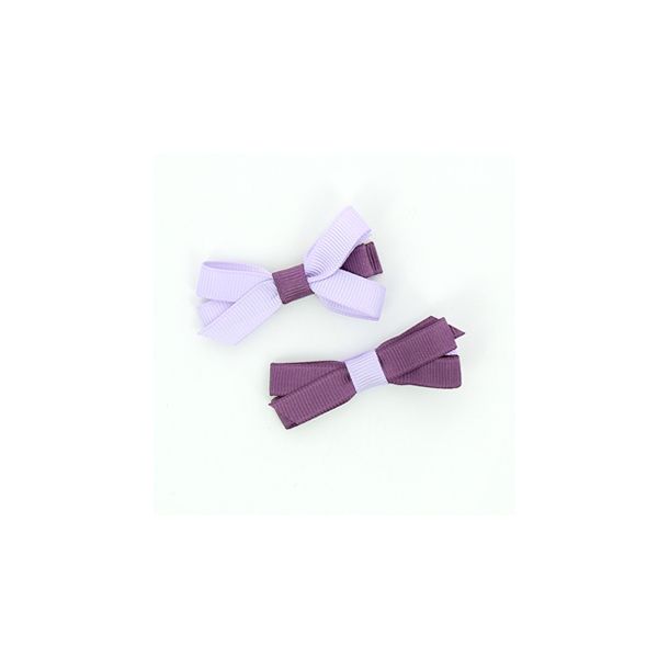 Nœuds 2 Barrettes Bicolore Assorties Frou-Frou Unis Violet foncé 4027-0-7 petite image