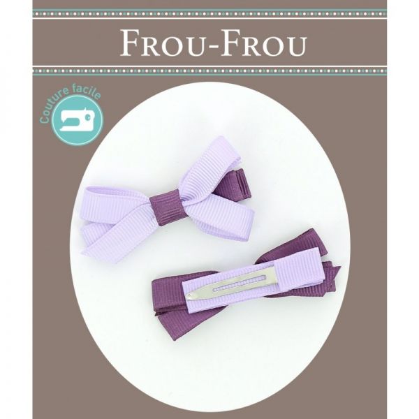 Nœuds 2 Barrettes Bicolore Assorties Frou-Frou Unis Violet foncé 4027-0-7 image