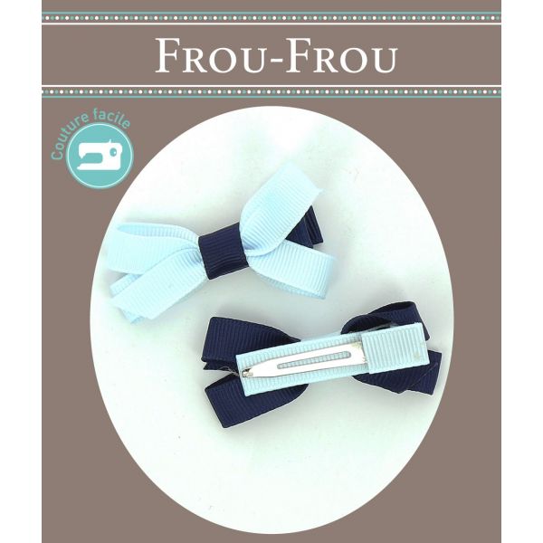 Nœuds 2 Barrettes Bicolore Assorties Frou-Frou Unis Bleu foncé 4027-0-8 image