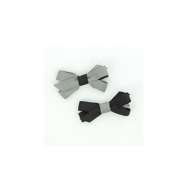 Nœuds 2 Barrettes Bicolore Assorties Frou-Frou Unis Noir 4027-0-9 petite image