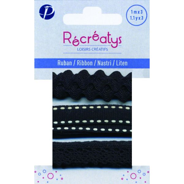 Récréatys - Assortiment 3 rubans 10mmx1m Noir 4044-10-11 image