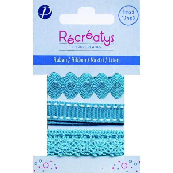 Récréatys - Assortiment 3 rubans 10mmx1m Bleu ciel 4044-10-8 image