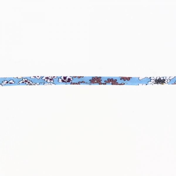 Frou-Frou Cordon Spaghetti Tissu Fleuri 7mm Bleu 4051-9-28 image