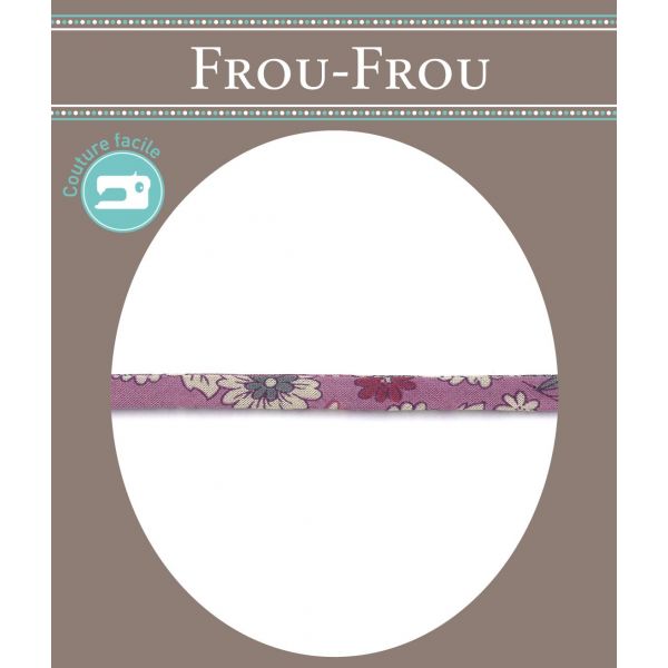 Frou-Frou Cordon Spaghetti Tissu Fleuri 7mm Rose prune 4051-9-1 image