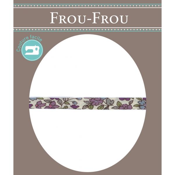 Frou-Frou Cordon Spaghetti Tissu Fleuri 7mm Violet clair 4051-9-11 image