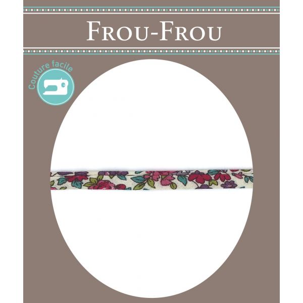 Frou-Frou Cordon Spaghetti Tissu Fleuri 7mm Bordeaux glamour 4051-9-13 image