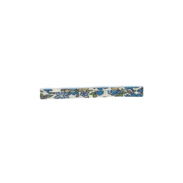 Frou-Frou Cordon Spaghetti Tissu Fleuri 7mm Bleu 4051-9-15 petite image