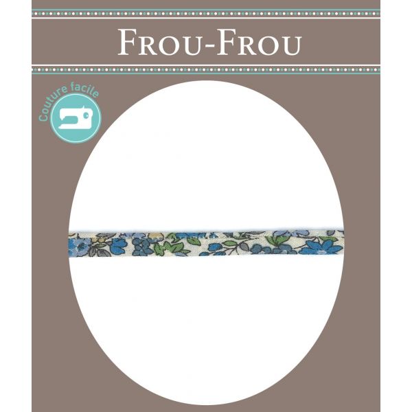 Frou-Frou Cordon Spaghetti Tissu Fleuri 7mm Bleu 4051-9-15 image