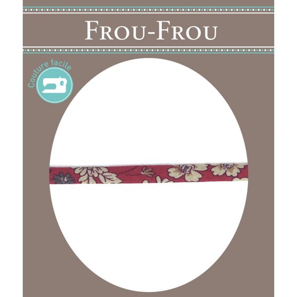 Frou-Frou Cordon Spaghetti Tissu Fleuri 7mm Bordeaux glamour 4051-9-21 image