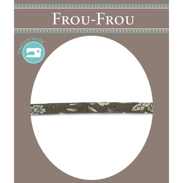 Frou-Frou Cordon Spaghetti Tissu Fleuri 7mm Kaki 4051-9-3 image