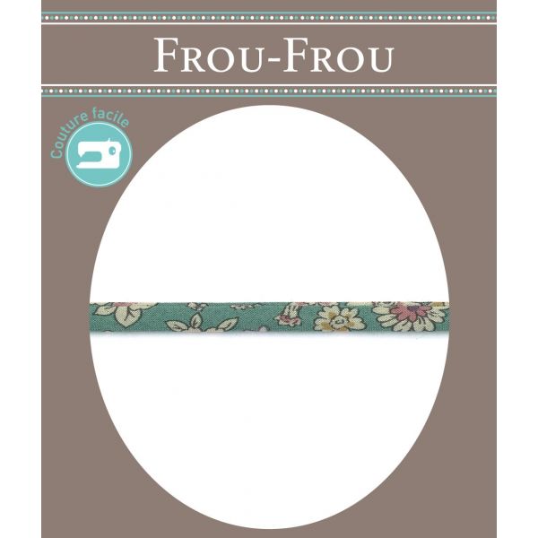 Frou-Frou Cordon Spaghetti Tissu Fleuri 7mm Vert Eucalyptus 4051-9-5 image