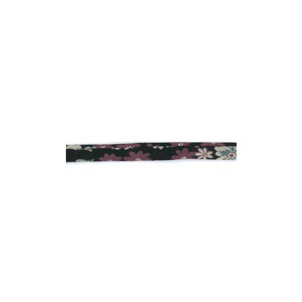 Frou-Frou Cordon Spaghetti Tissu Fleuri 7mm Noir 4051-9-9 petite image