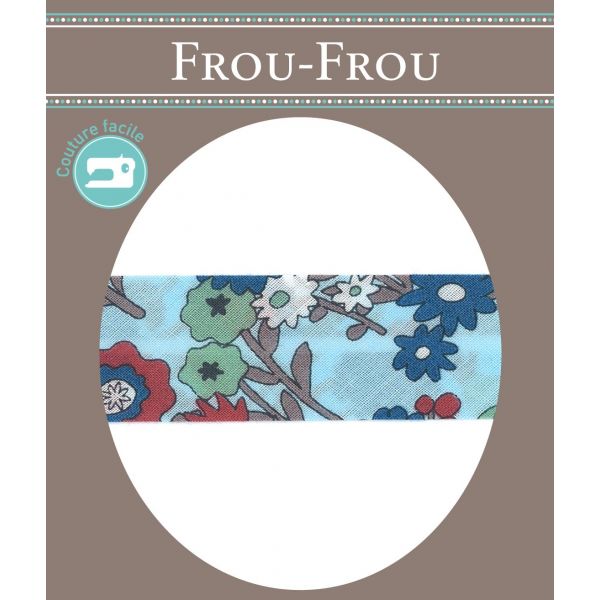 Biais Les OIseaux Fleuris 20mm Frou-Frou Bleu layette 4053-20-203 image