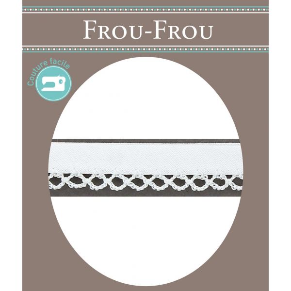 Biais Festonné Coton Uni 12mm Frou-Frou Blanc 4077-12-2 image