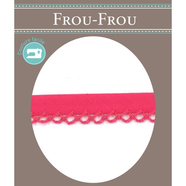 Biais Festonné Coton Uni 12mm Frou-Frou Fushia 4077-12-35 image